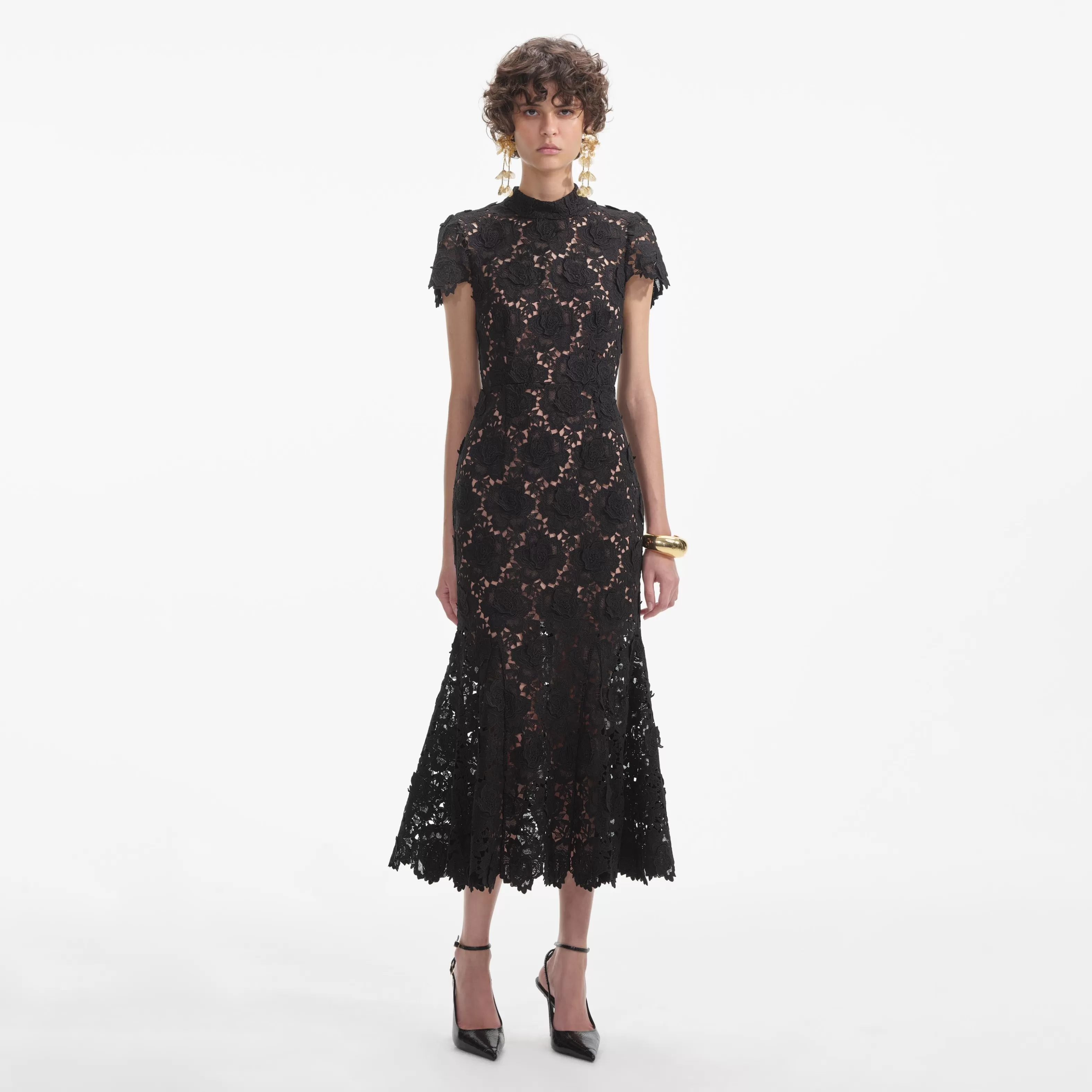 Shop Flower Lace Midi Dress Dresses | Icons