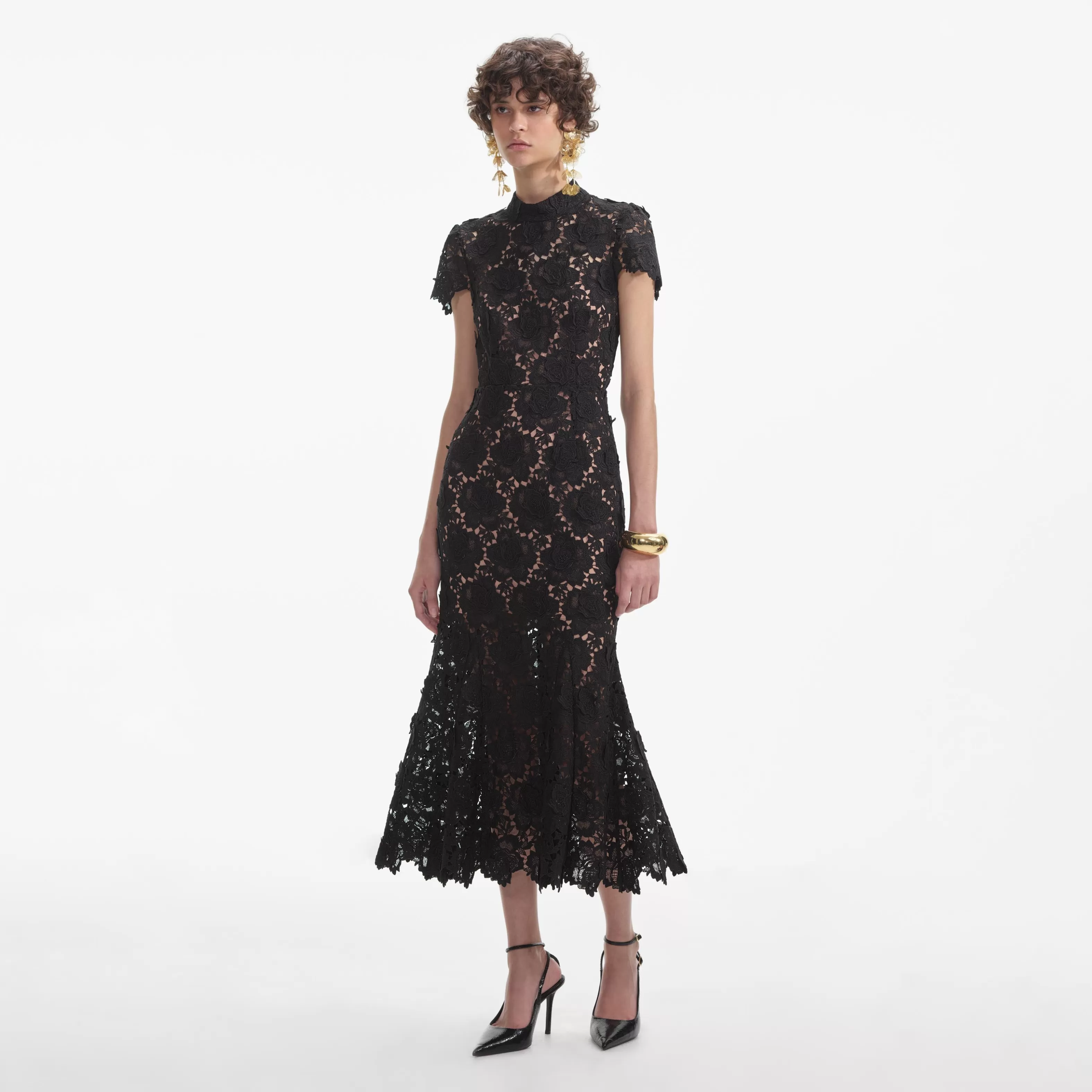 Shop Flower Lace Midi Dress Dresses | Icons