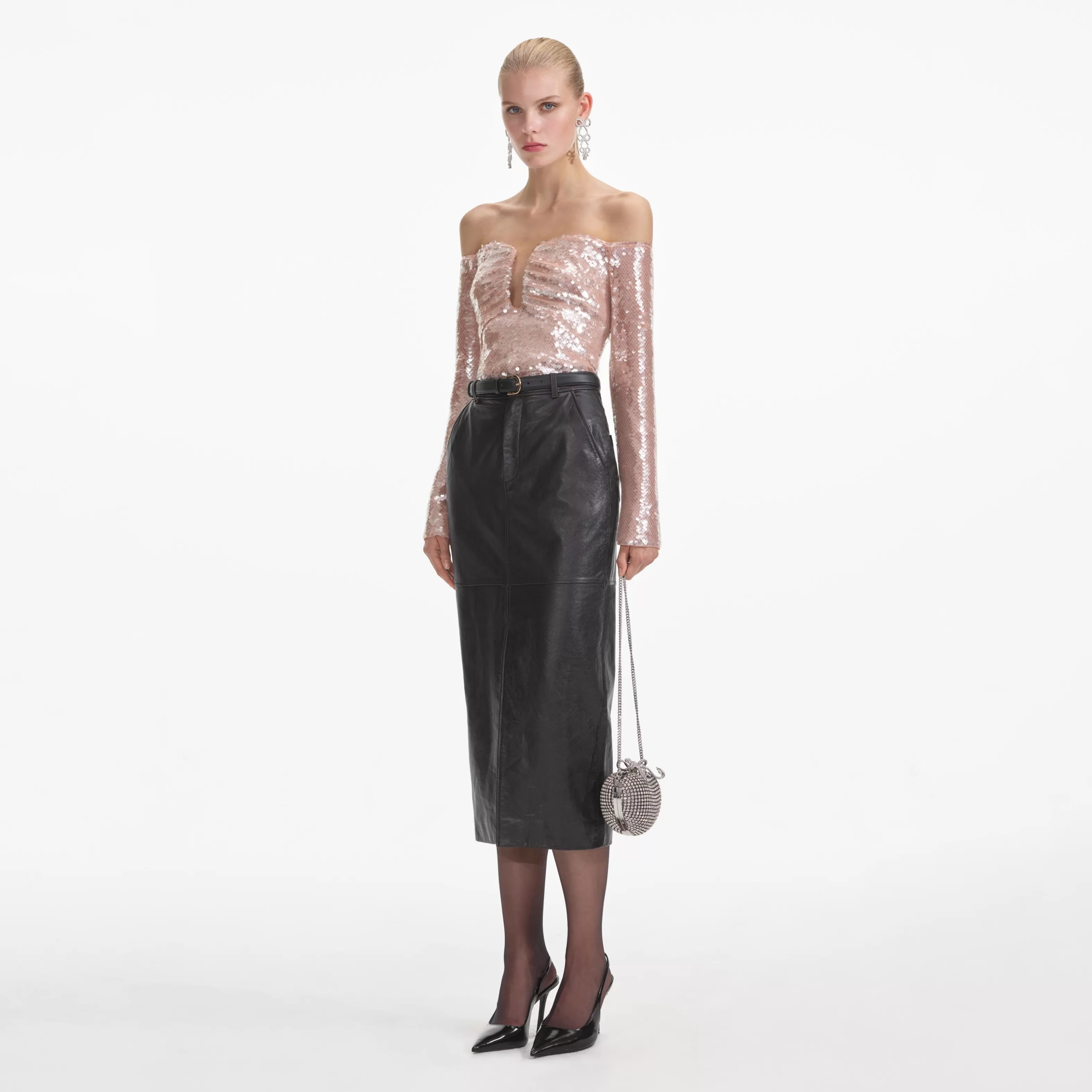 New Leather Midi Skirt Bottoms