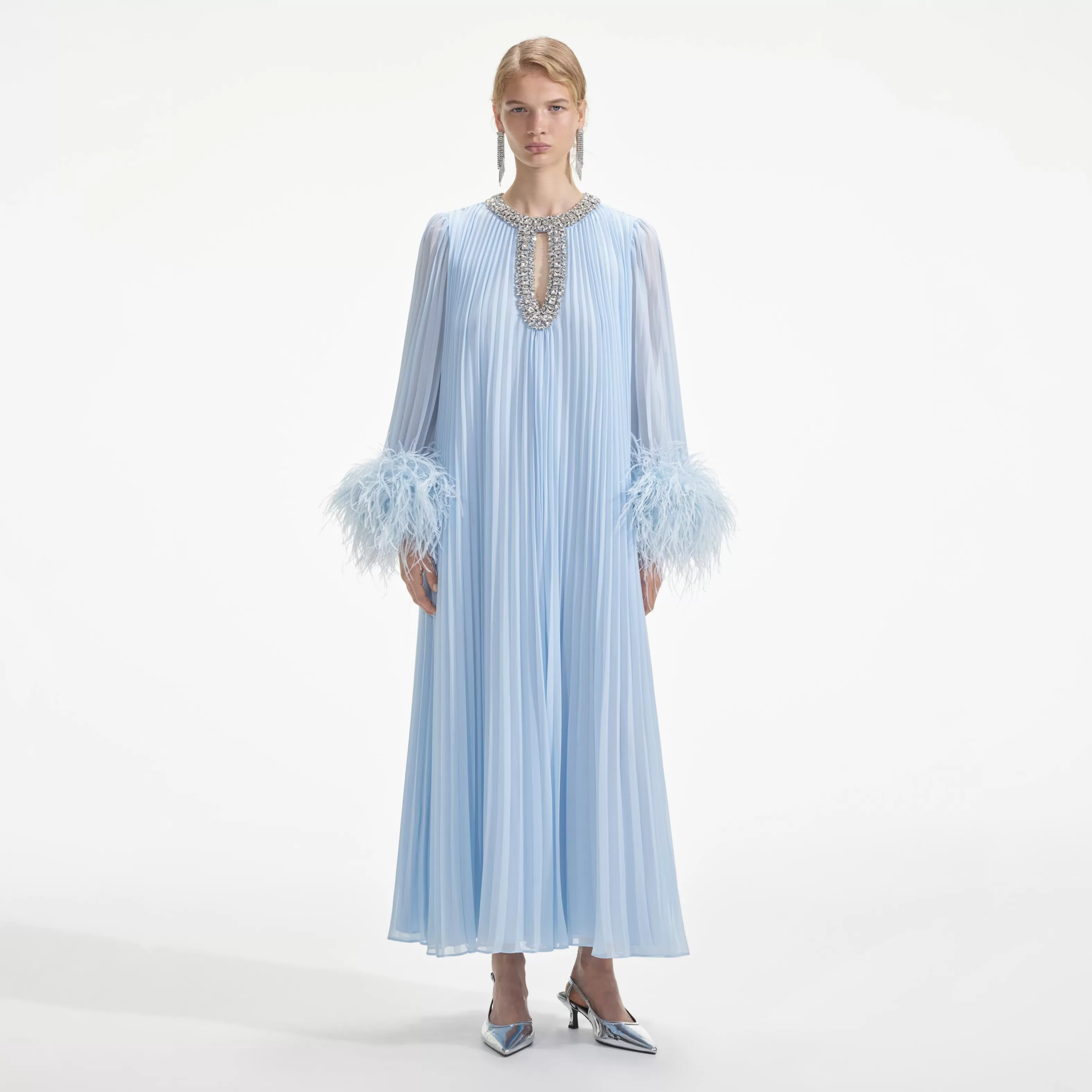 Clearance Chiffon Feather Midi Dress Dresses | Icons