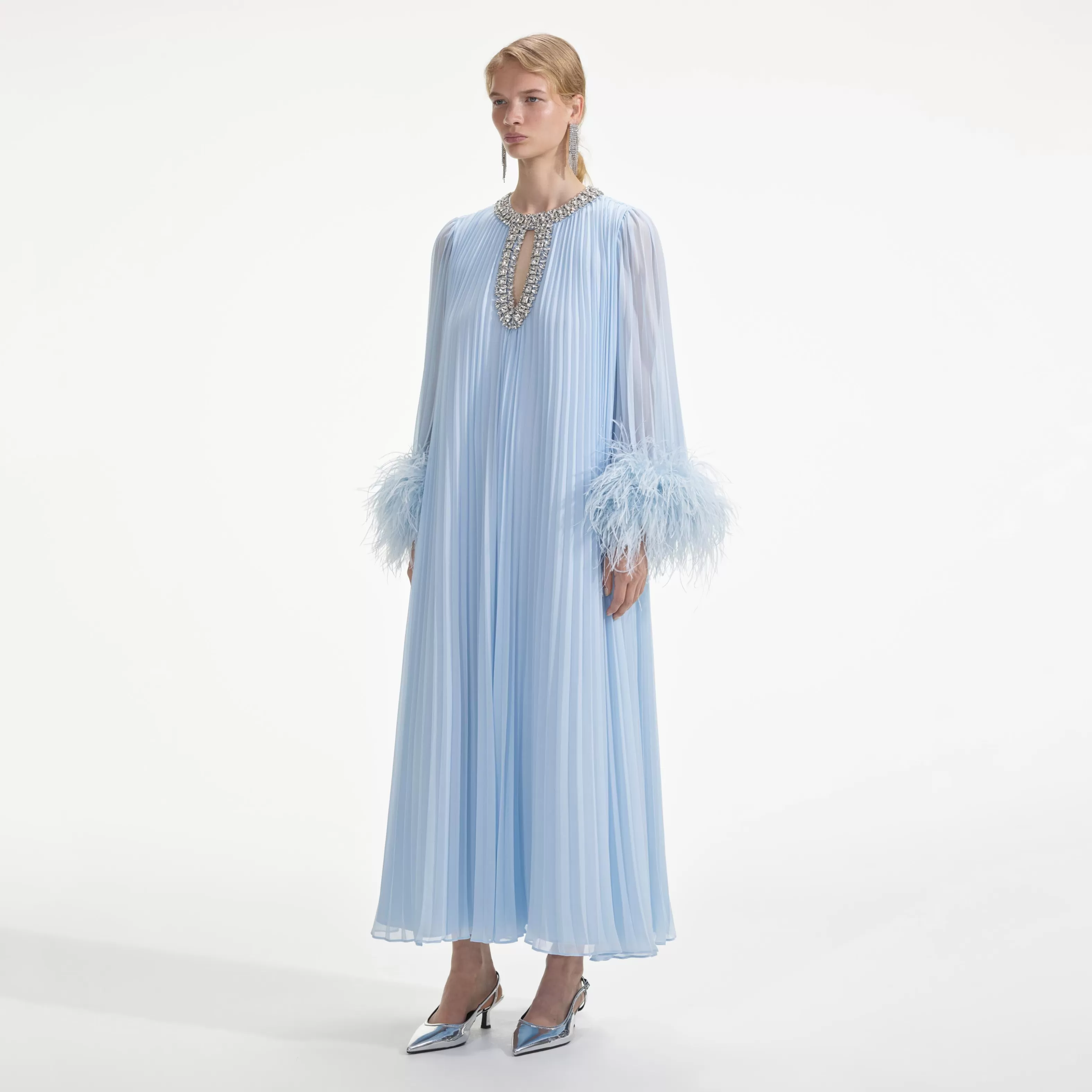 Clearance Chiffon Feather Midi Dress Dresses | Icons