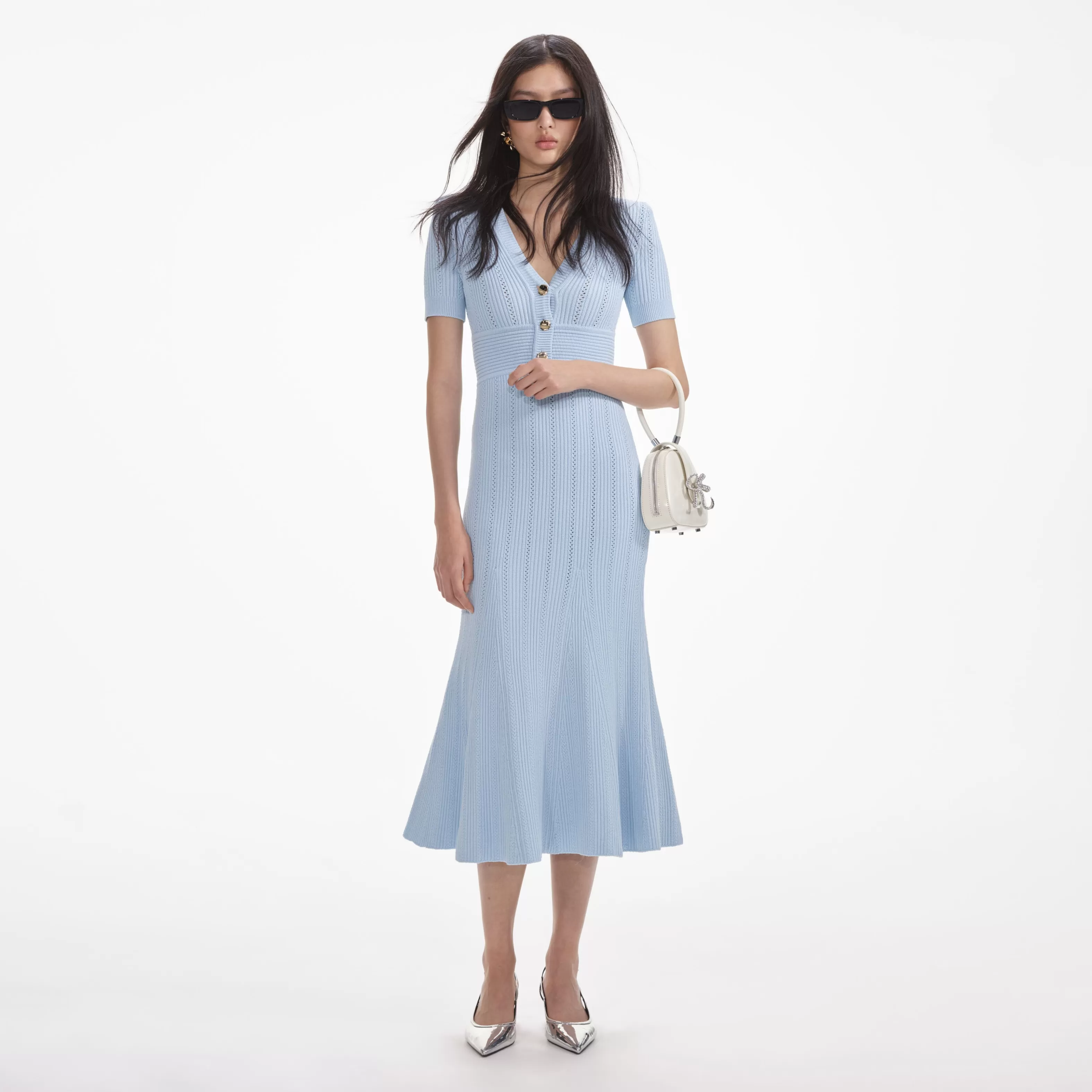 Discount Pointelle Knit Midi Dress Dresses | Knitwear