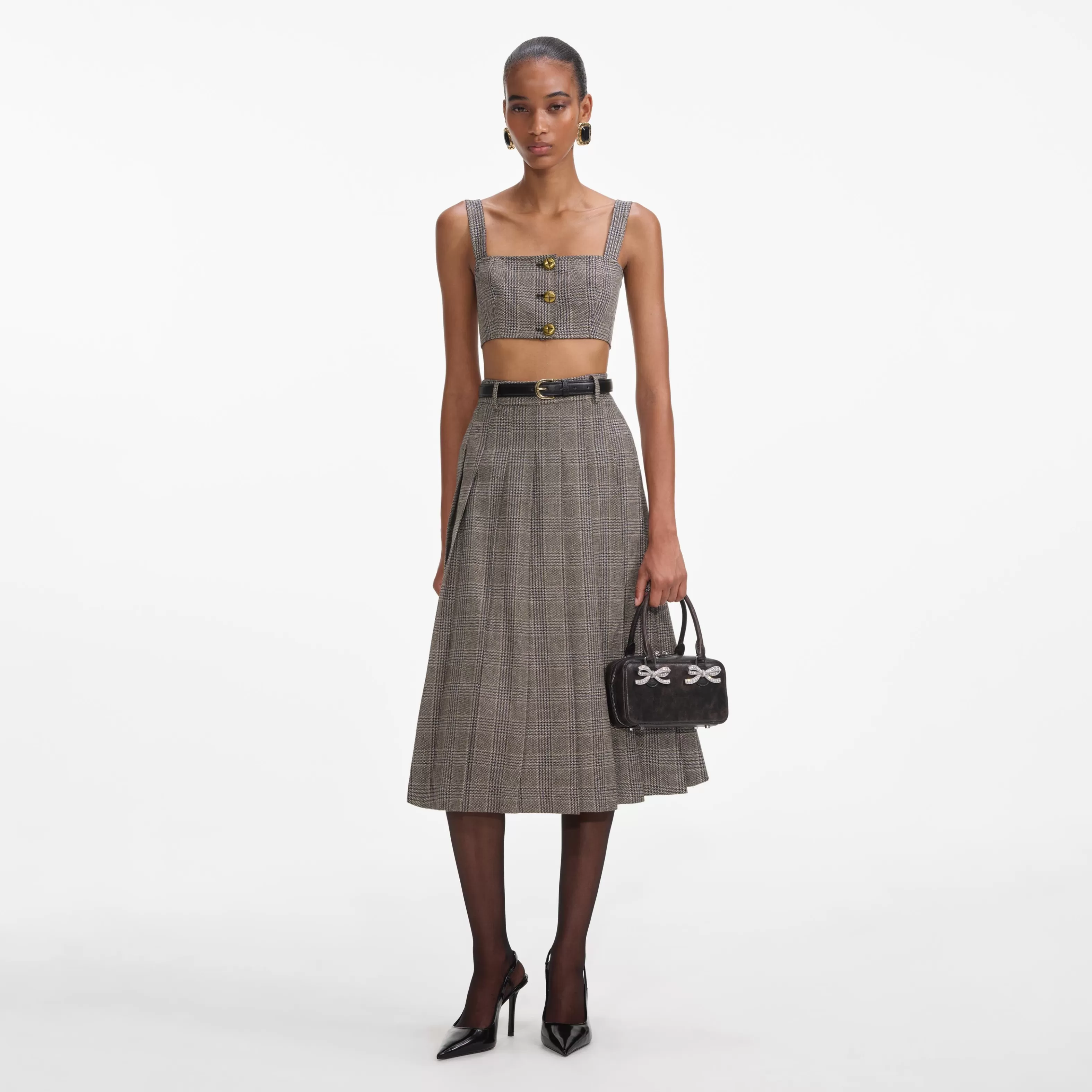 Flash Sale Check Pleated Midi Skirt Co-ords | Bottoms