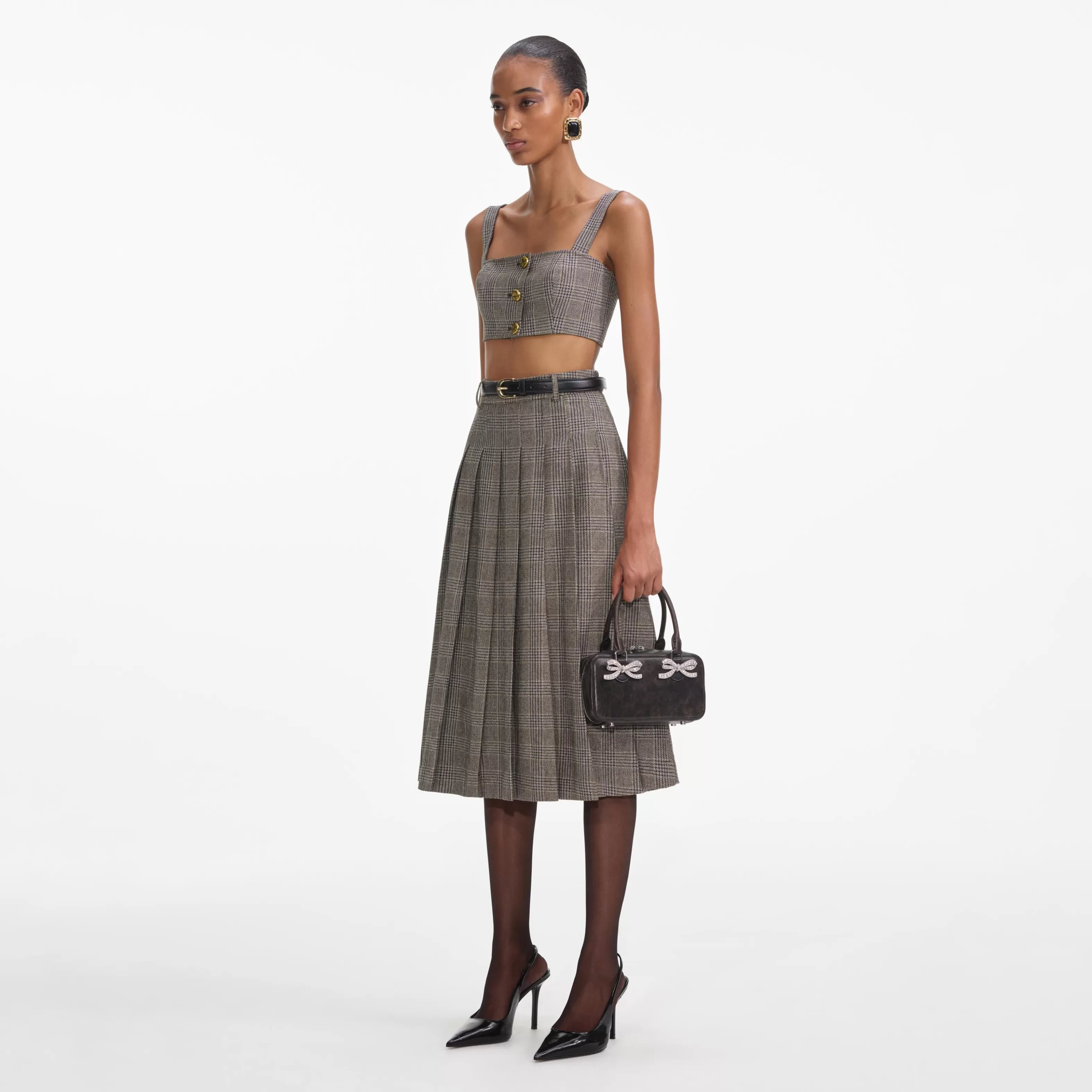 Flash Sale Check Pleated Midi Skirt Co-ords | Bottoms