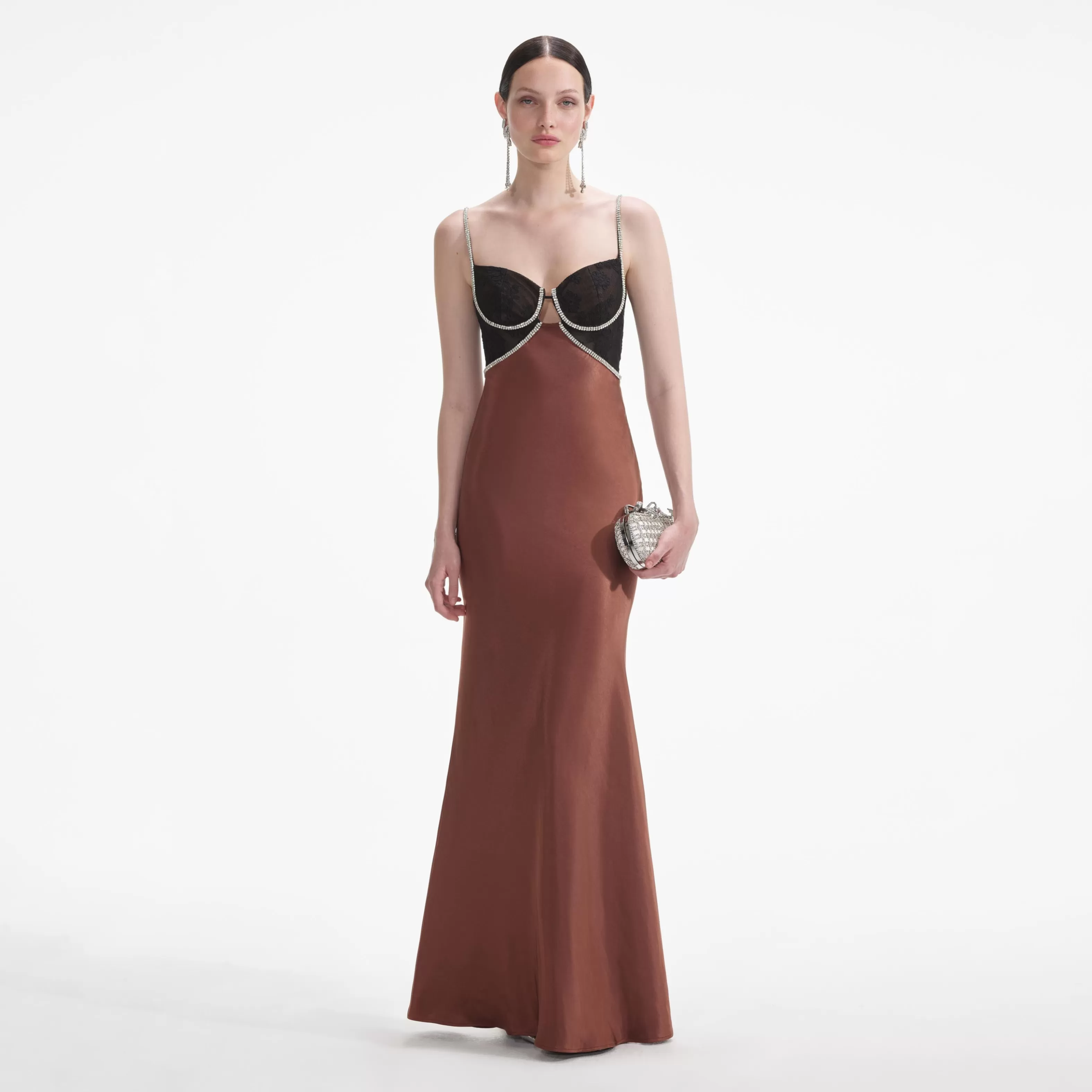 New Satin Diamante Maxi Dress Dresses