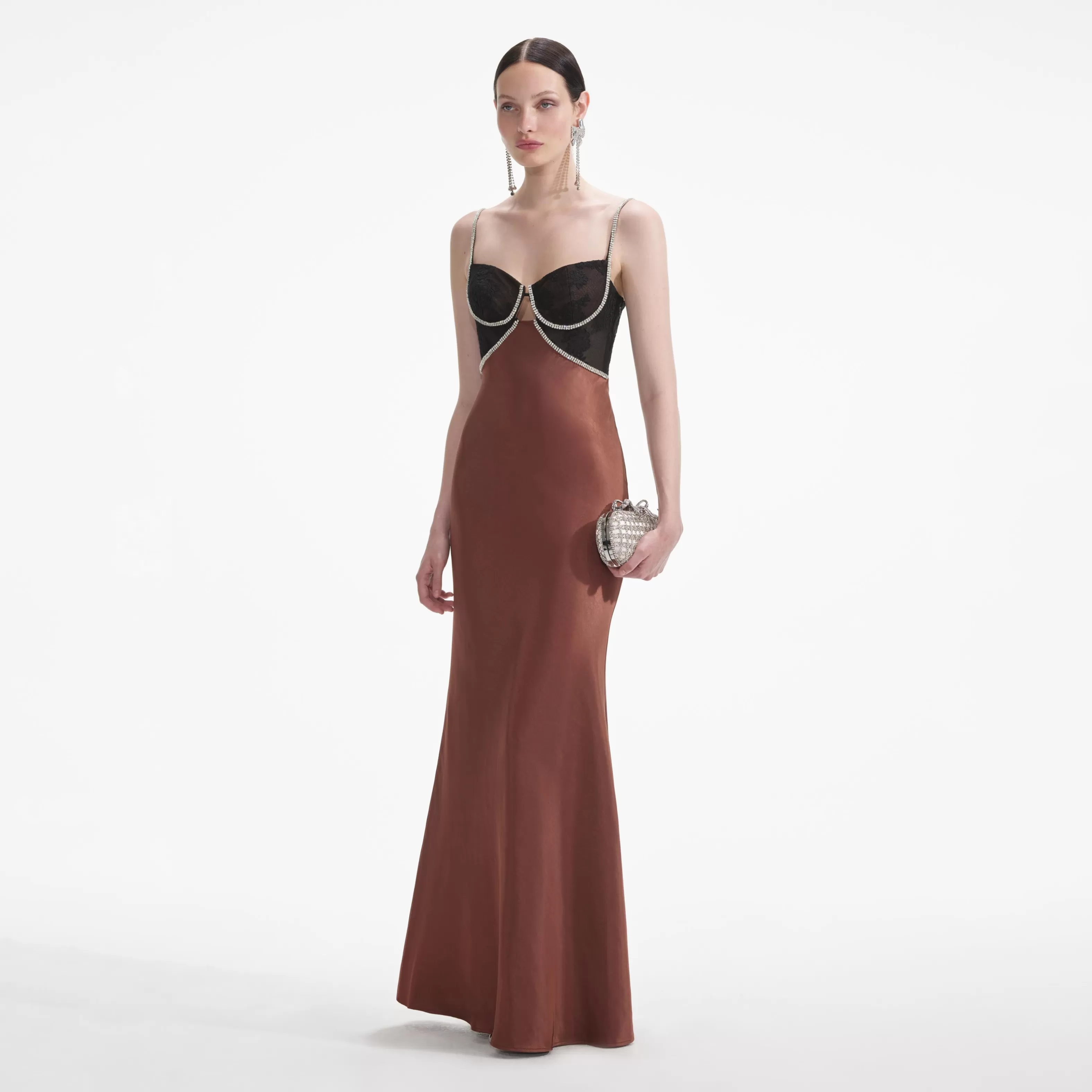 New Satin Diamante Maxi Dress Dresses