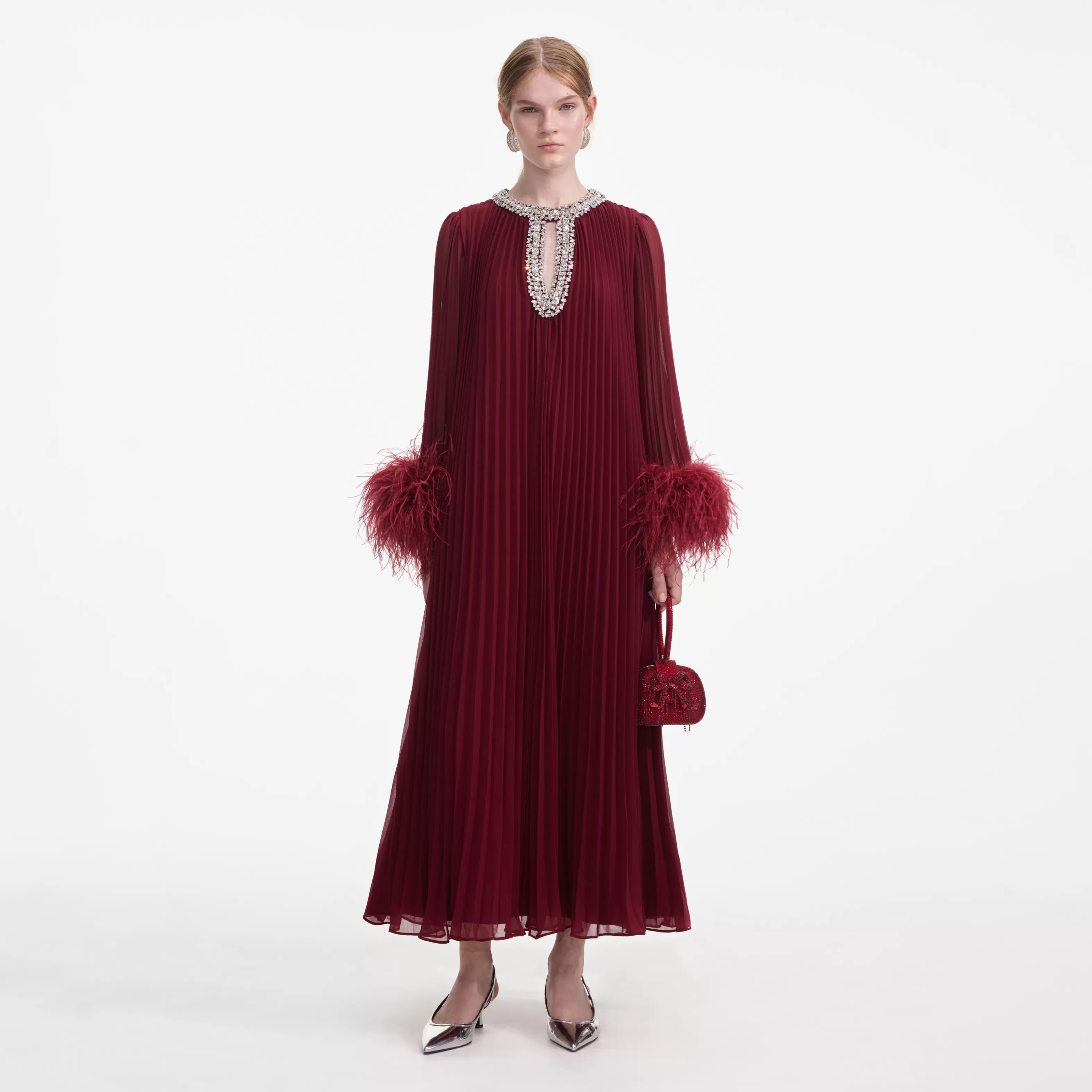 Shop Chiffon Feather Midi Dress Dresses | Exclusives