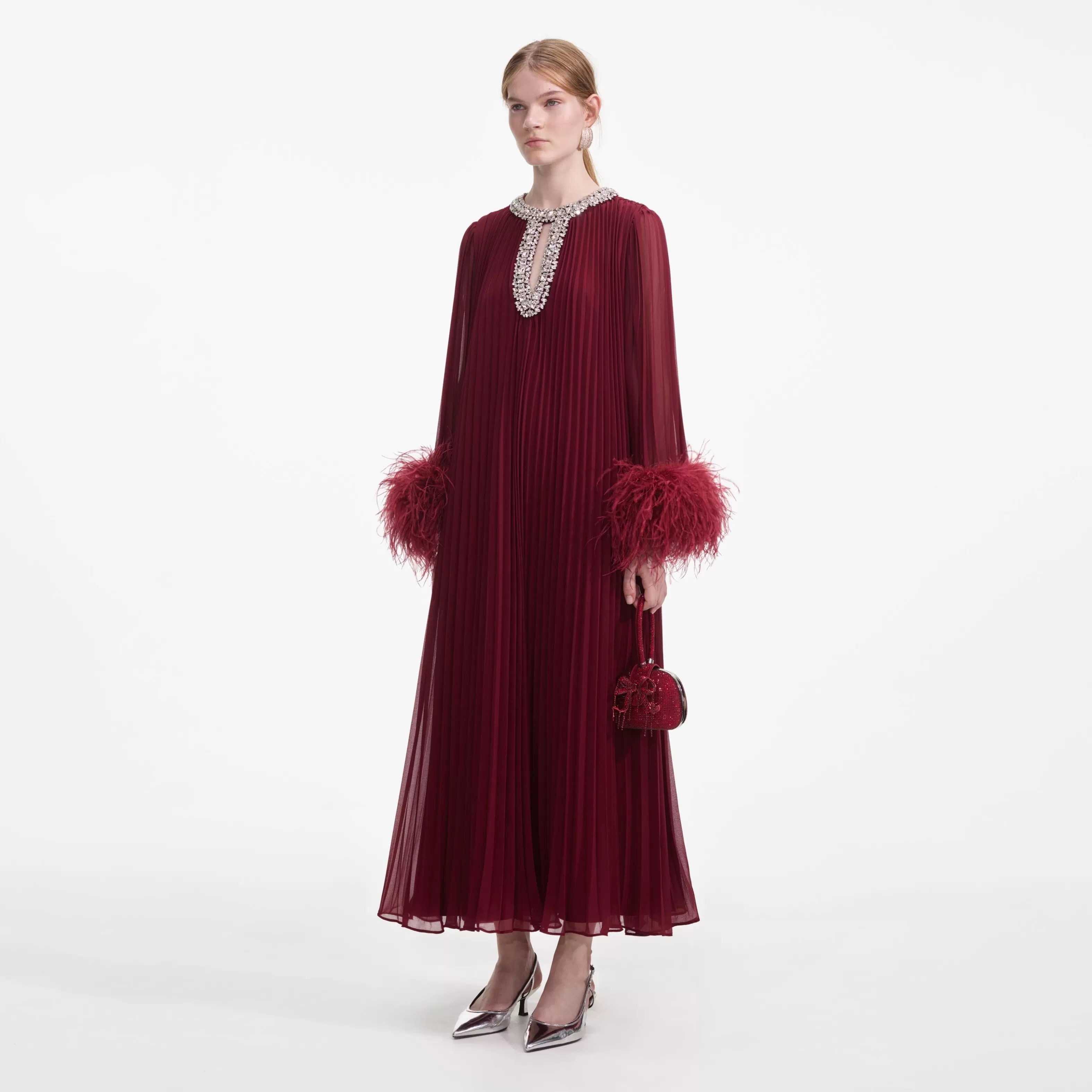 Shop Chiffon Feather Midi Dress Dresses | Exclusives