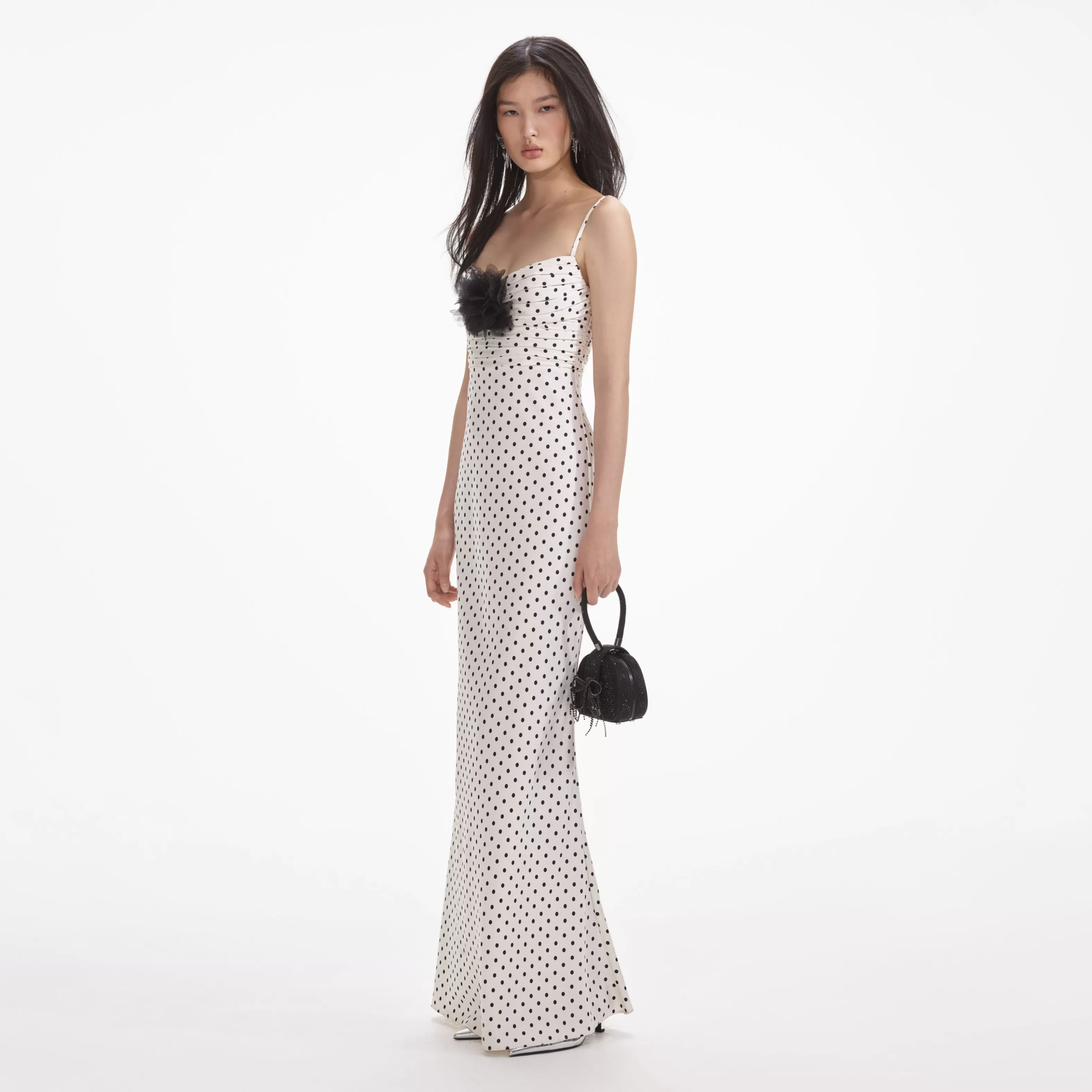 Best Polka Dot Satin Maxi Dress Dresses