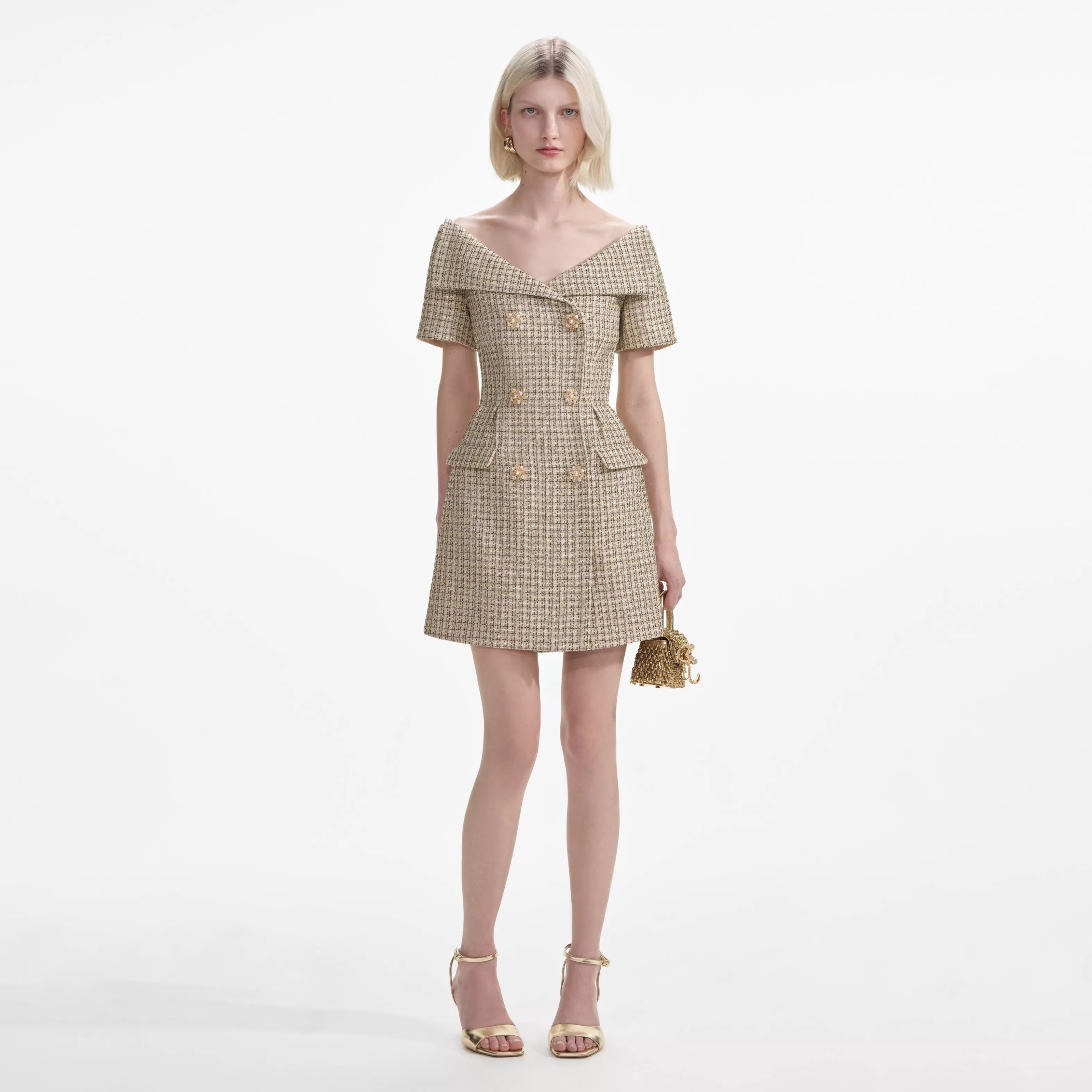 Best Sale Boucle Open Neck Mini Dress Dresses | Exclusives