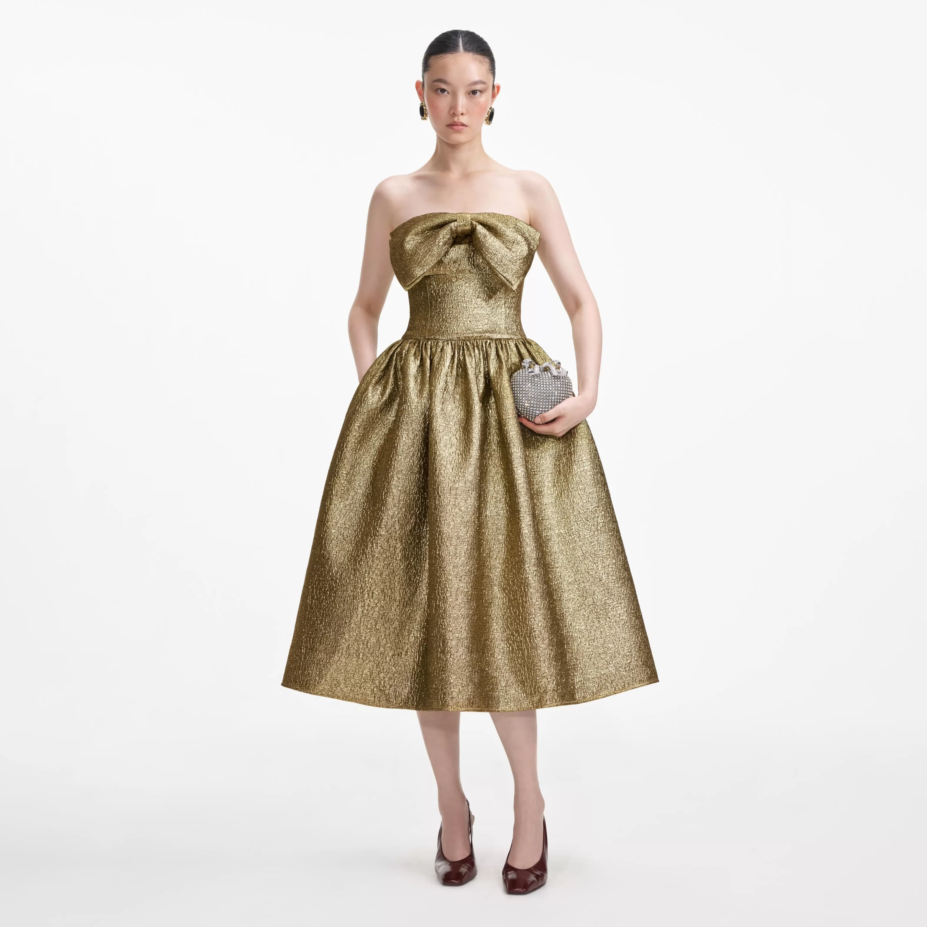 Outlet Metallic Jacquard Midi Dress Dresses | Exclusives