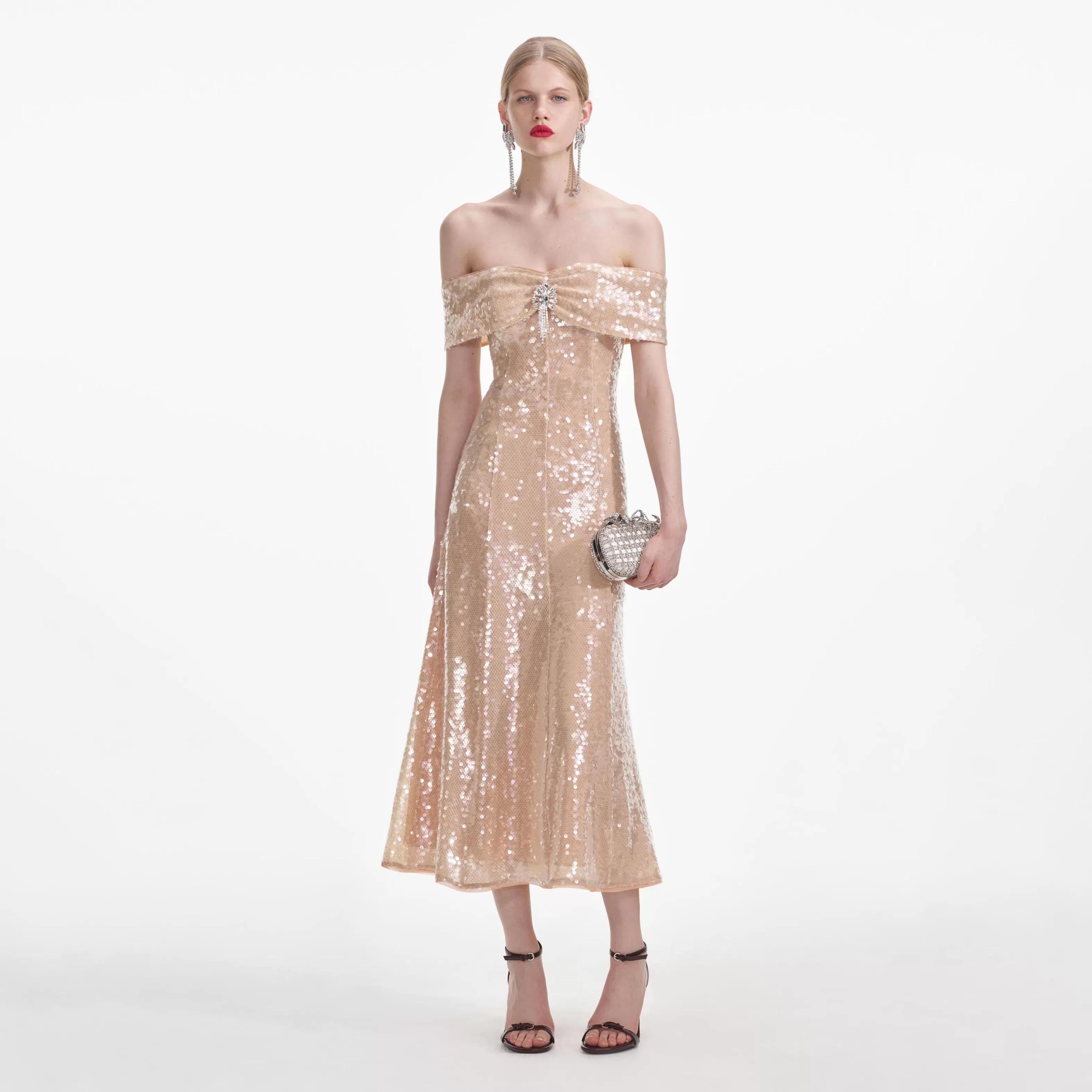 Discount Sequin Off Shoulder Midi Dress Dresses | Exclusives