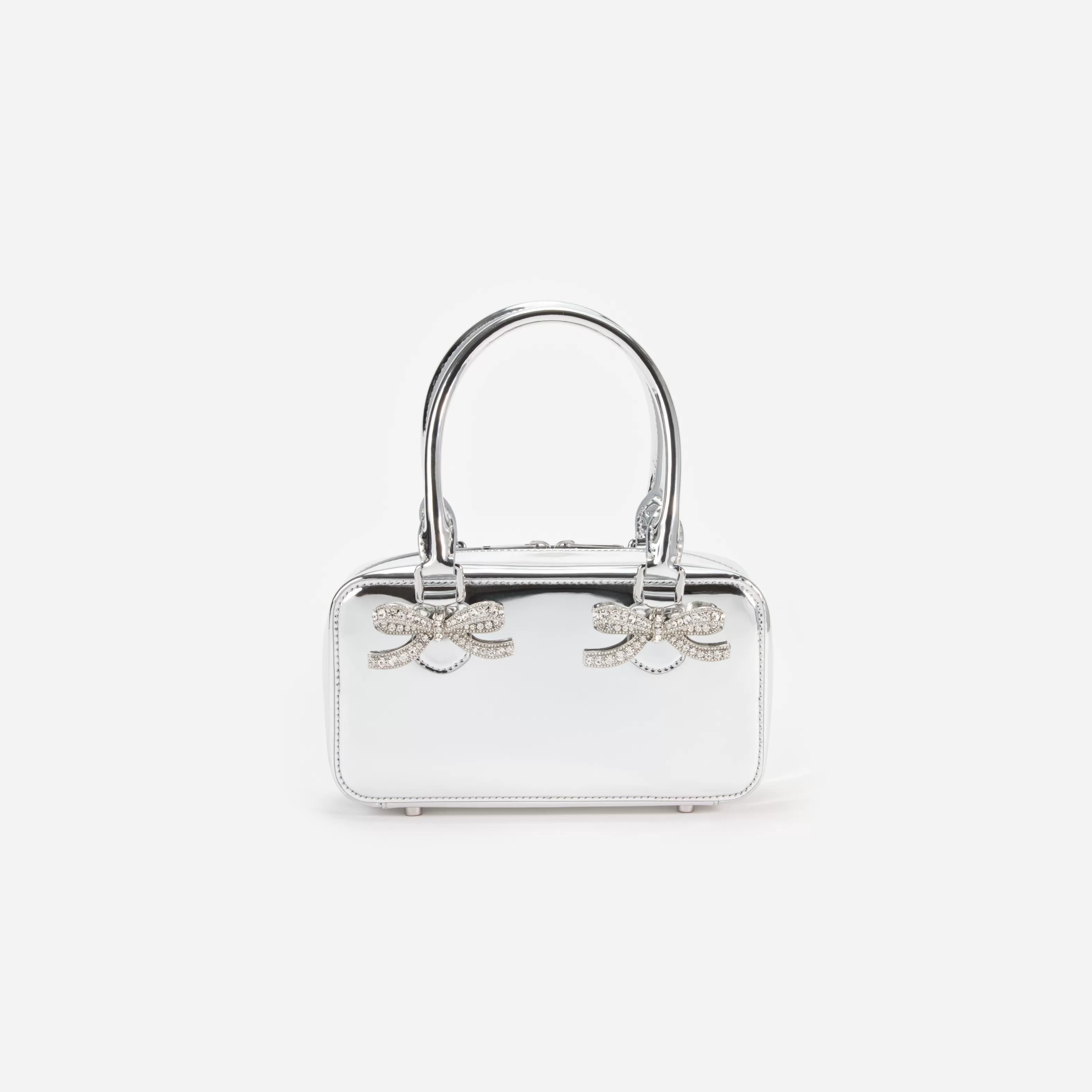 Outlet Silver Leather Mini Tote Bag Handbags