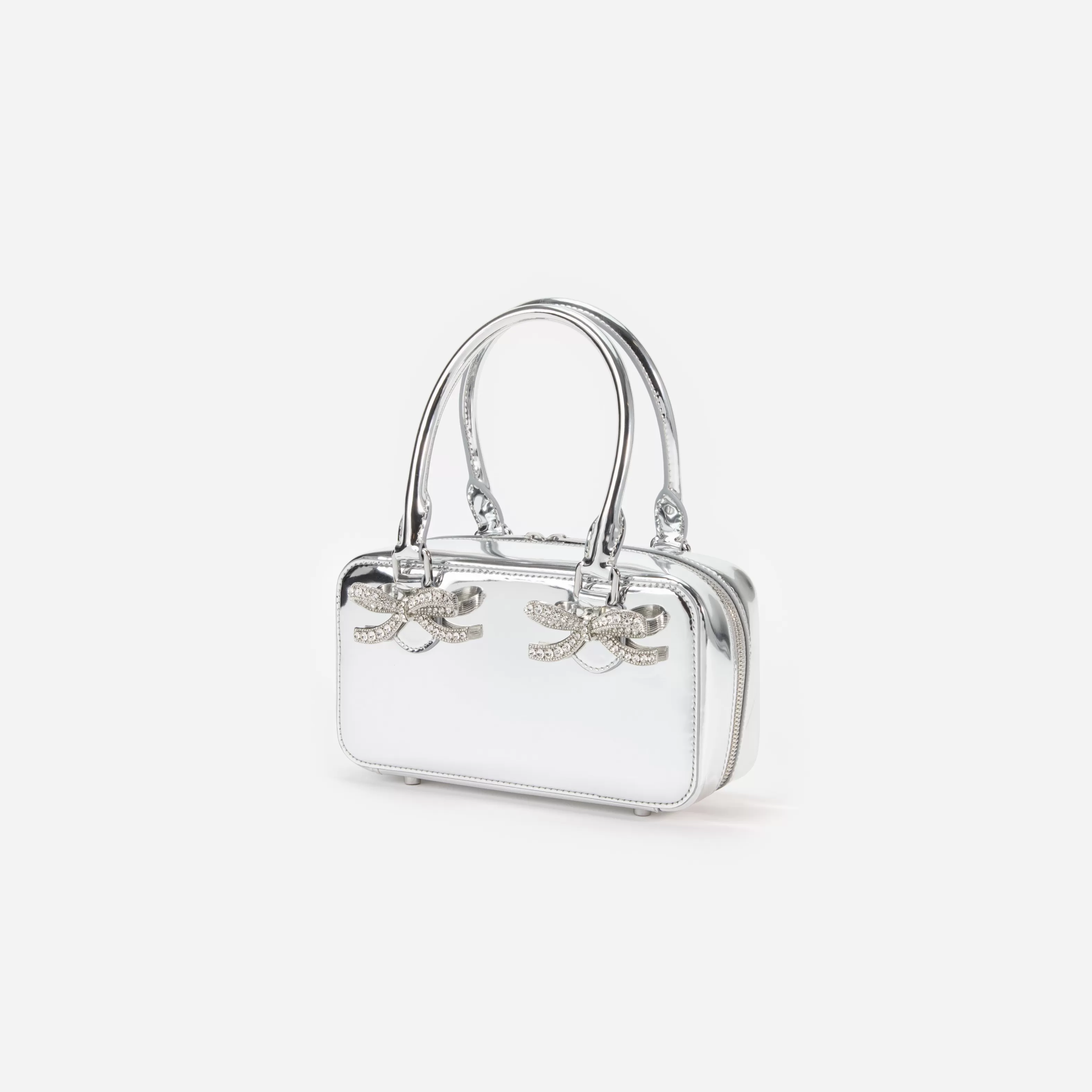 Outlet Silver Leather Mini Tote Bag Handbags