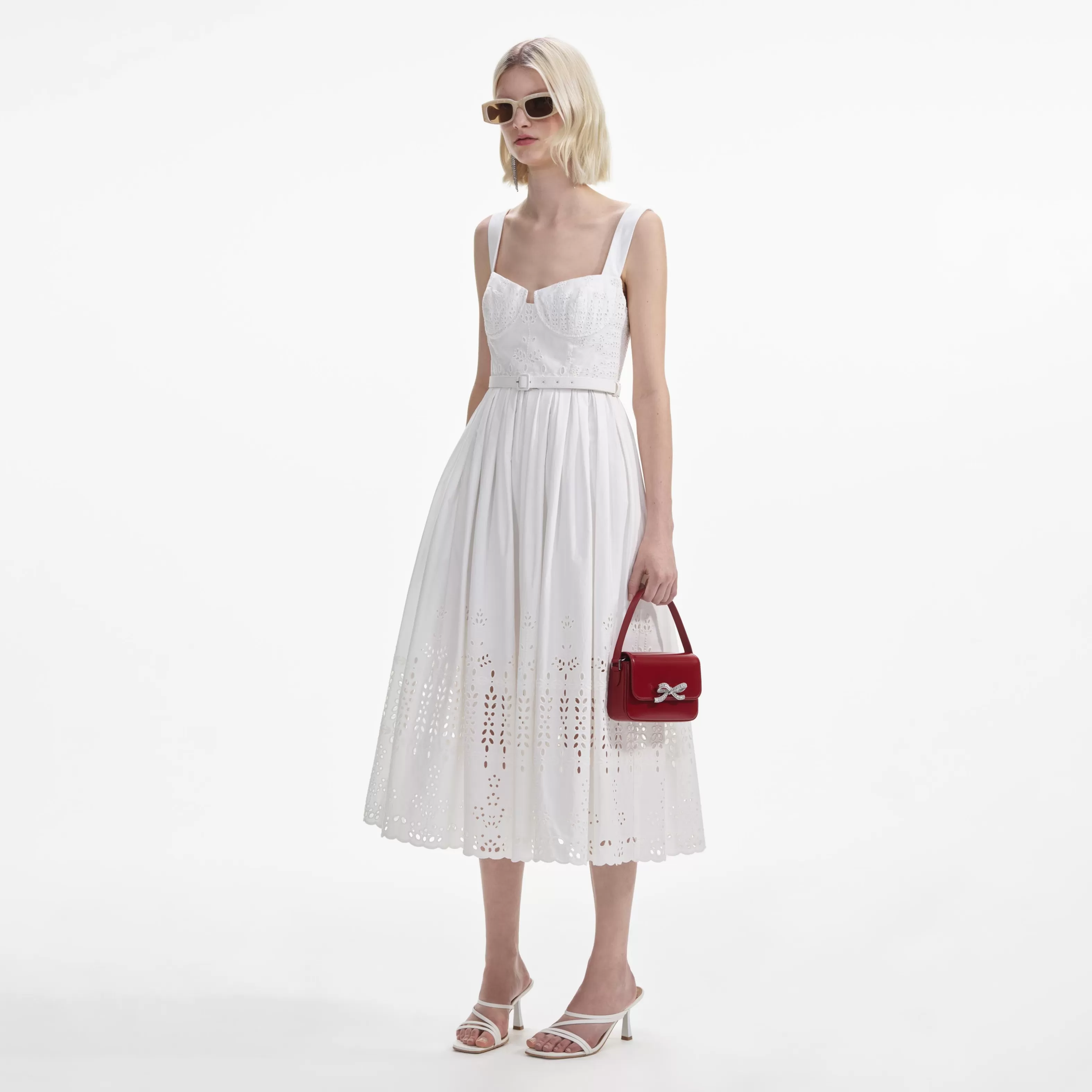 Shop Cotton Broderie Midi Dress Dresses