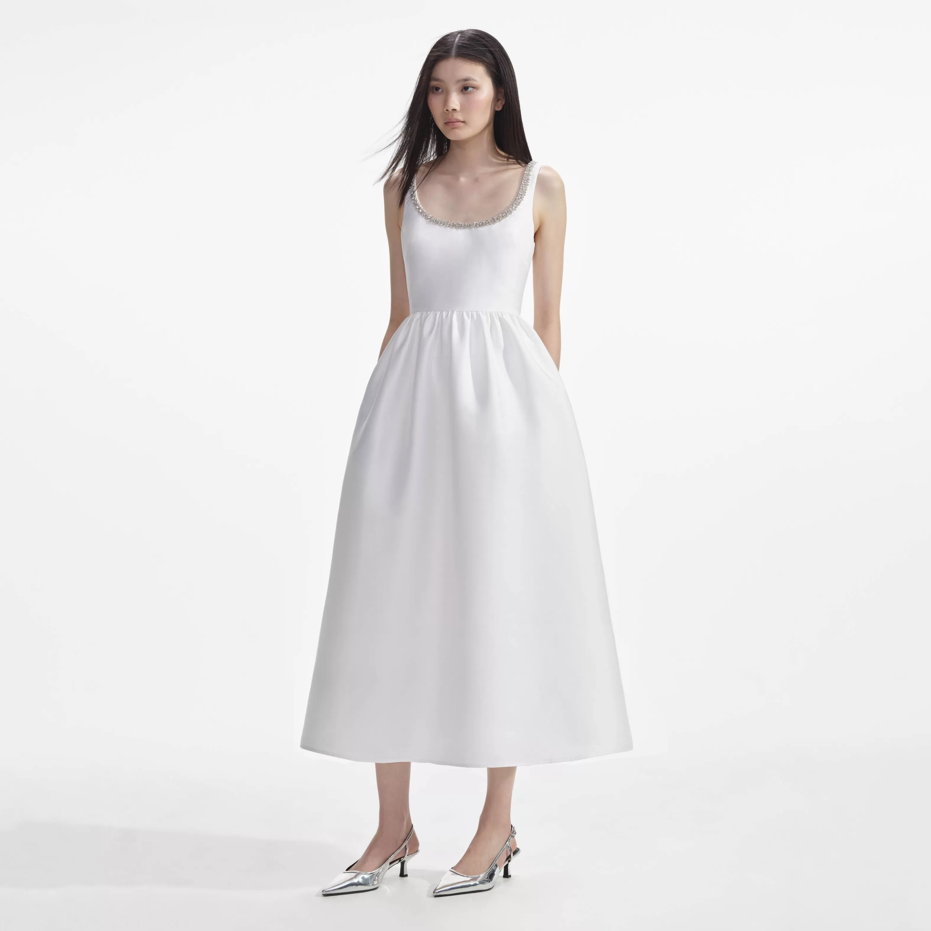 Discount Taffeta Diamante Midi Dress Dresses